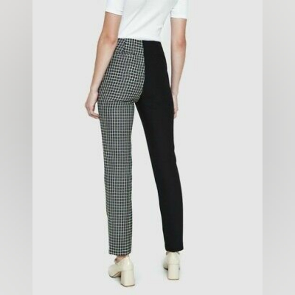 New 6 Maryam Nassir Zadeh MNZ Split Two Tone Trouser Pant Plaid Black Wool US - Picture 2 of 2